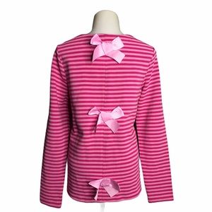 Crown & Ivy | Pink Striped Triple Bow Detail Back